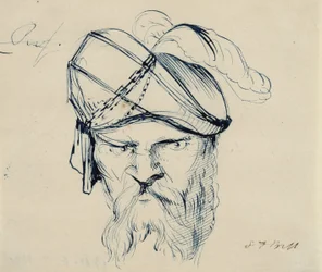 Homme portant un turban à plumes, 1840-42